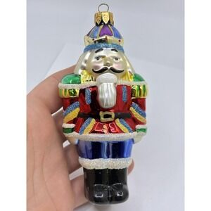 VINTAGE NUTCRACKER GLASS CHRISTMAS ORNAMENT NICE DETAIL 5"